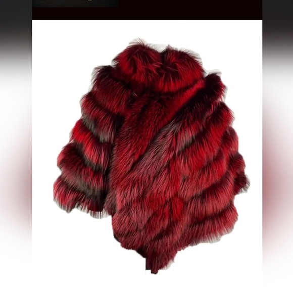 New Red fox fur real fur asymmetrical poncho one sz fits all